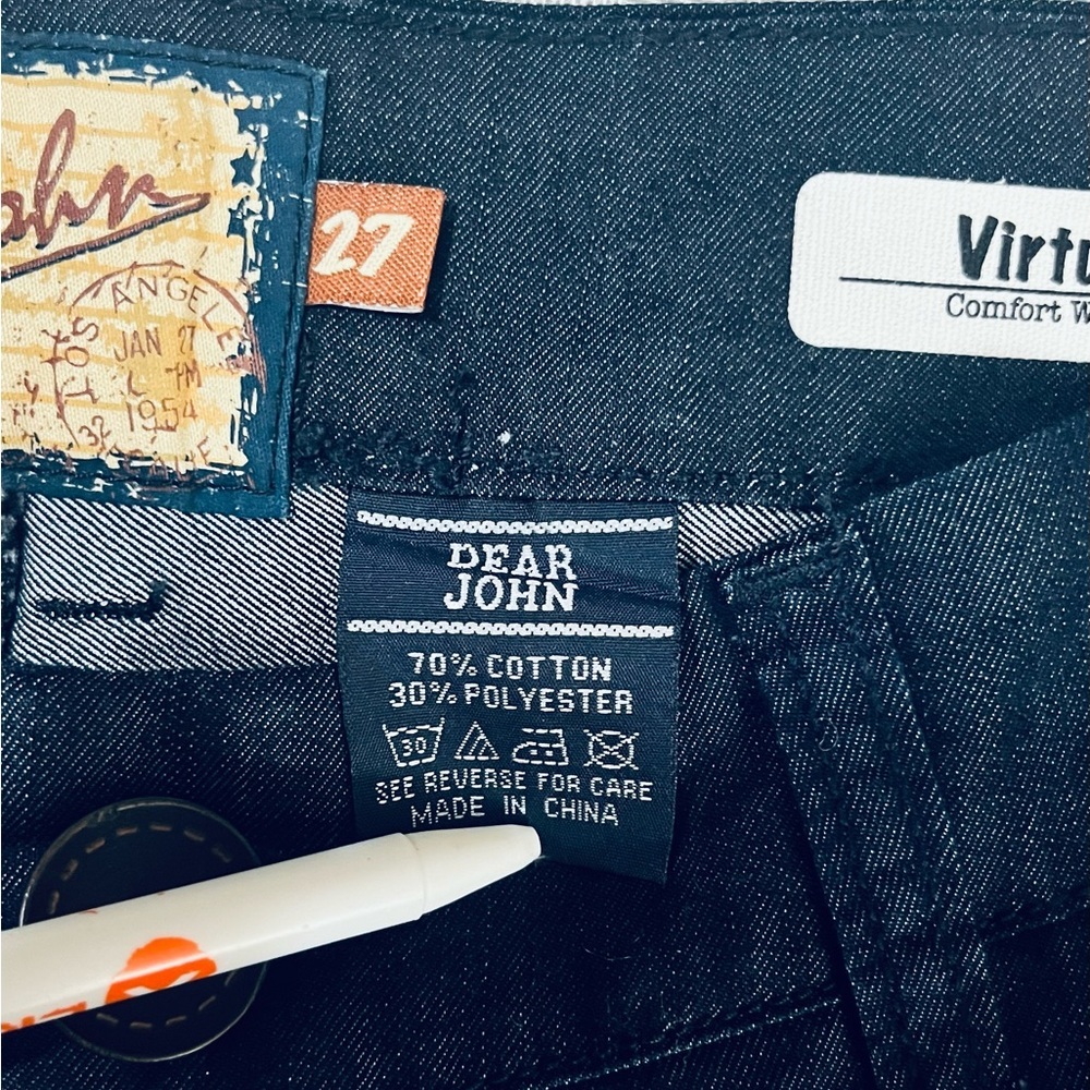 Dear John Virtue Jeans Dark Blue Belo Bottom Flare size 27 x 33  7.5” Rise - Picture 6 of 8